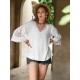 Vacation Flared Sleeves Solid Color V-Neck T-Shirt Top Vacation Flared Sleeves Solid Color V-Neck T-Shirt Top