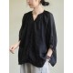 Black&Pink High-Low Half Sleeve Ramie Cotton Loose Shirt Black&Pink High-Low Half Sleeve Ramie Cotton Loose Shirt