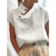 Solid Color Stand Collar Cap-Sleeve Shirts Solid Color Stand Collar Cap-Sleeve Shirts
