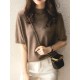 Simple Solid Color Round-Neck Short Sleeves Sweater Simple Solid Color Round-Neck Short Sleeves Sweater