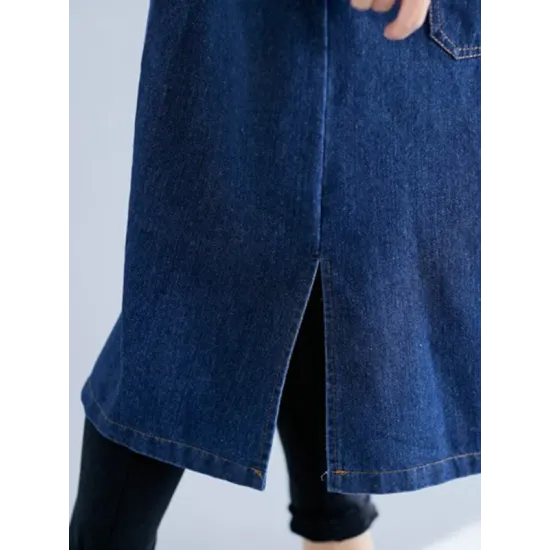 Original Lapel Long Sleeve Denim Outerwear&Trench Original Lapel Long Sleeve Denim Outerwear&Trench