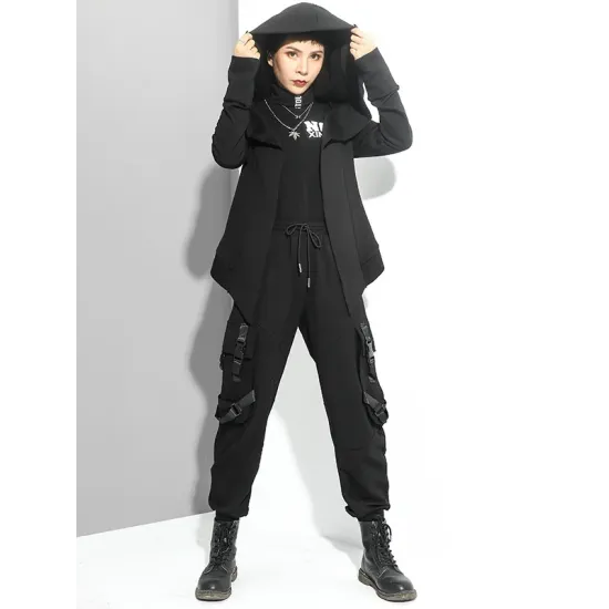 Original Solid Irregularity Elasticity Hooded Outwear Original Solid Irregularity Elasticity Hooded Outwear