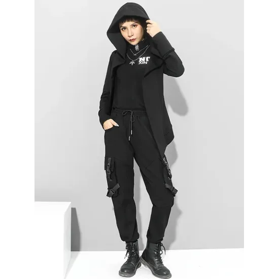 Original Solid Irregularity Elasticity Hooded Outwear Original Solid Irregularity Elasticity Hooded Outwear