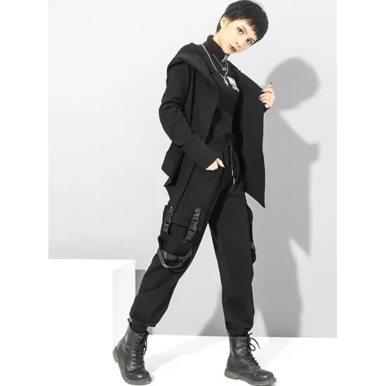 Original Solid Irregularity Elasticity Hooded Outwear Original Solid Irregularity Elasticity Hooded Outwear