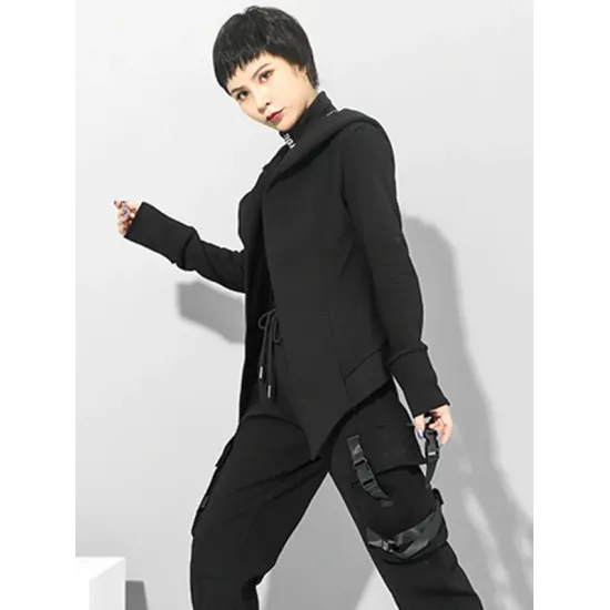 Original Solid Irregularity Elasticity Hooded Outwear Original Solid Irregularity Elasticity Hooded Outwear