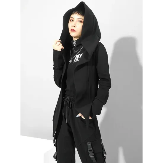 Original Solid Irregularity Elasticity Hooded Outwear Original Solid Irregularity Elasticity Hooded Outwear