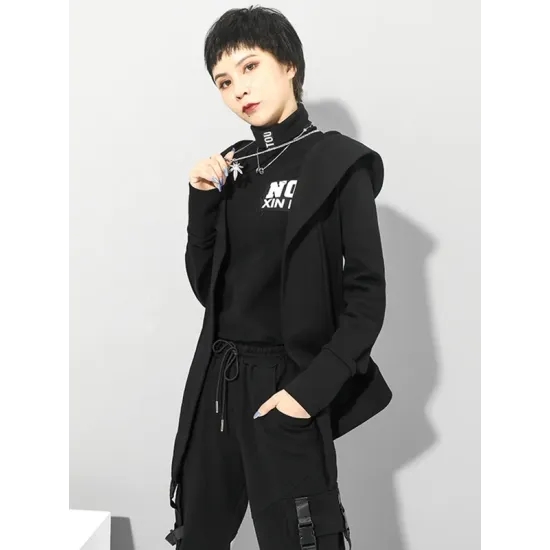 Original Solid Irregularity Elasticity Hooded Outwear Original Solid Irregularity Elasticity Hooded Outwear