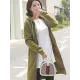 4Colors Drawstring Hooded Split-Joint Pocket Solid Color Zipper Outerwear 4Colors Drawstring Hooded Split-Joint Pocket Solid Color Zipper Outerwear