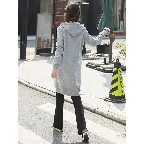 4Colors Drawstring Hooded Split-Joint Pocket Solid Color Zipper Outerwear 4Colors Drawstring Hooded Split-Joint Pocket Solid Color Zipper Outerwear