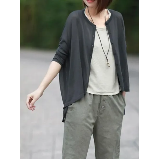 Vintage Solid Loose Cropped Batwing Sleeve Knitting Outwear Vintage Solid Loose Cropped Batwing Sleeve Knitting Outwear