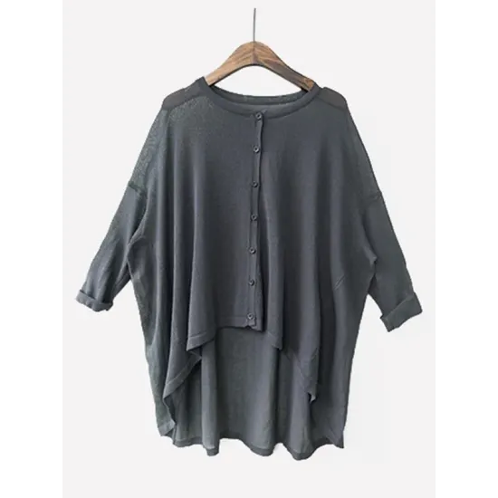 Vintage Solid Loose Cropped Batwing Sleeve Knitting Outwear Vintage Solid Loose Cropped Batwing Sleeve Knitting Outwear