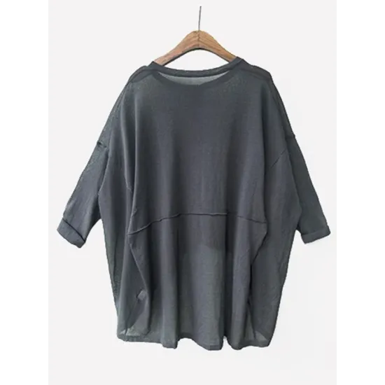 Vintage Solid Loose Cropped Batwing Sleeve Knitting Outwear Vintage Solid Loose Cropped Batwing Sleeve Knitting Outwear