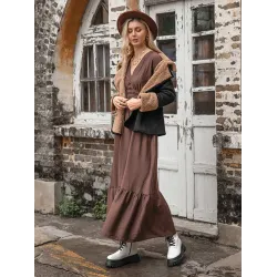 Casual Loose Solid Color Lapel Collar Jackets&Coat
