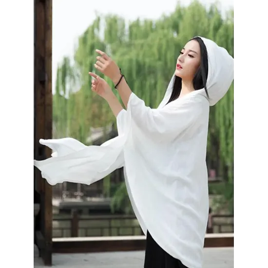 Simple Solid Loose Batwing Sleeve Hood Cape Simple Solid Loose Batwing Sleeve Hood Cape