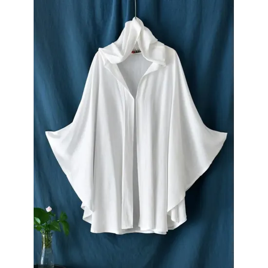 Simple Solid Loose Batwing Sleeve Hood Cape Simple Solid Loose Batwing Sleeve Hood Cape