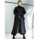 Loose Split-Joint Black False Two Trench Coat Loose Split-Joint Black False Two Trench Coat
