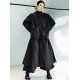Loose Split-Joint Black False Two Trench Coat Loose Split-Joint Black False Two Trench Coat