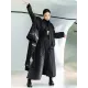 Loose Split-Joint Black False Two Trench Coat Loose Split-Joint Black False Two Trench Coat