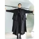 Loose Split-Joint Black False Two Trench Coat Loose Split-Joint Black False Two Trench Coat