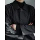 Loose Split-Joint Black False Two Trench Coat Loose Split-Joint Black False Two Trench Coat