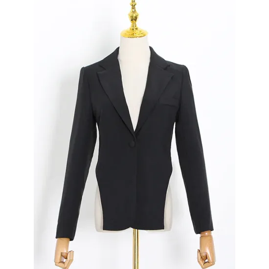 Backless Chains Long Sleeves Notched Collar Outerwear Blazer Backless Chains Long Sleeves Notched Collar Outerwear Blazer