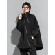 Fashion Irregularity Loose Solid Color Zipper Hooded Outerwear Fashion Irregularity Loose Solid Color Zipper Hooded Outerwear