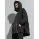 Fashion Irregularity Loose Solid Color Zipper Hooded Outerwear Fashion Irregularity Loose Solid Color Zipper Hooded Outerwear