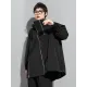 Fashion Irregularity Loose Solid Color Zipper Hooded Outerwear Fashion Irregularity Loose Solid Color Zipper Hooded Outerwear