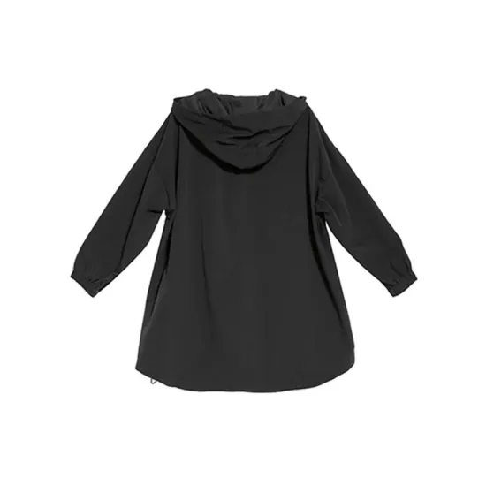 Fashion Irregularity Loose Solid Color Zipper Hooded Outerwear Fashion Irregularity Loose Solid Color Zipper Hooded Outerwear