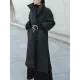 Black Rhombic Split-Side High Collar Long Coat Black Rhombic Split-Side High Collar Long Coat