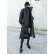 Black Rhombic Split-Side High Collar Long Coat Black Rhombic Split-Side High Collar Long Coat