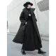 Black Rhombic Split-Side High Collar Long Coat Black Rhombic Split-Side High Collar Long Coat