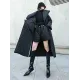 Black Rhombic Split-Side High Collar Long Coat Black Rhombic Split-Side High Collar Long Coat