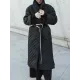Black Rhombic Split-Side High Collar Long Coat Black Rhombic Split-Side High Collar Long Coat