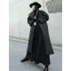 Black Rhombic Split-Side High Collar Long Coat Black Rhombic Split-Side High Collar Long Coat