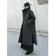 Black Rhombic Split-Side High Collar Long Coat Black Rhombic Split-Side High Collar Long Coat