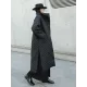Black Rhombic Split-Side High Collar Long Coat Black Rhombic Split-Side High Collar Long Coat