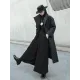 Black Rhombic Split-Side High Collar Long Coat Black Rhombic Split-Side High Collar Long Coat