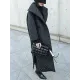 Black Rhombic Split-Side High Collar Long Coat Black Rhombic Split-Side High Collar Long Coat