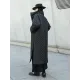 Black Rhombic Split-Side High Collar Long Coat Black Rhombic Split-Side High Collar Long Coat