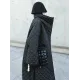Black Rhombic Split-Side High Collar Long Coat Black Rhombic Split-Side High Collar Long Coat