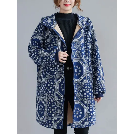 Vintage Ramie Cotton Printing Outerwear&Coat Vintage Ramie Cotton Printing Outerwear&Coat