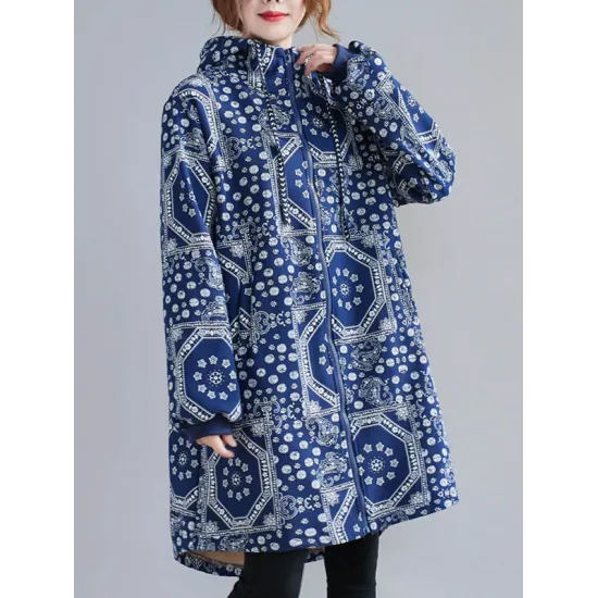 Vintage Ramie Cotton Printing Outerwear&Coat Vintage Ramie Cotton Printing Outerwear&Coat