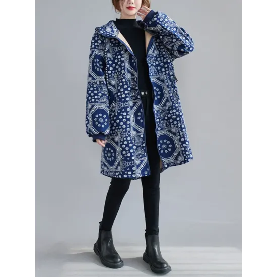 Vintage Ramie Cotton Printing Outerwear&Coat Vintage Ramie Cotton Printing Outerwear&Coat