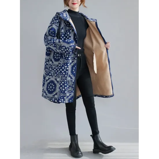 Vintage Ramie Cotton Printing Outerwear&Coat Vintage Ramie Cotton Printing Outerwear&Coat
