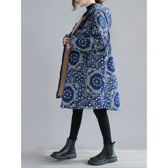 Vintage Ramie Cotton Printing Outerwear&Coat Vintage Ramie Cotton Printing Outerwear&Coat