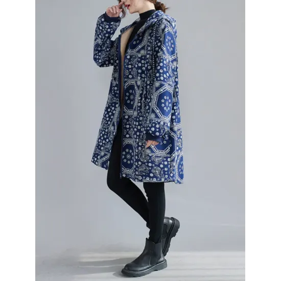 Vintage Ramie Cotton Printing Outerwear&Coat Vintage Ramie Cotton Printing Outerwear&Coat