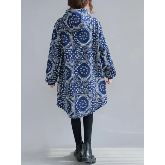 Vintage Ramie Cotton Printing Outerwear&Coat Vintage Ramie Cotton Printing Outerwear&Coat