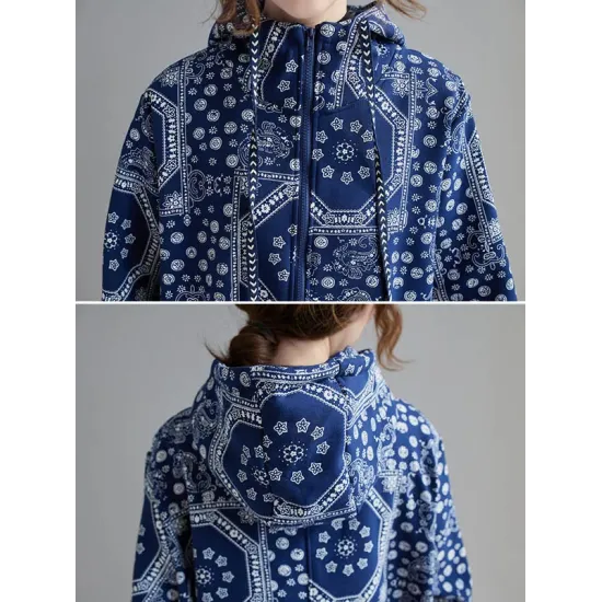 Vintage Ramie Cotton Printing Outerwear&Coat Vintage Ramie Cotton Printing Outerwear&Coat