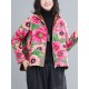 Artistic Retro Velvet Floral Printed Zipper Hooded Long Sleeves Outwear Artistic Retro Velvet Floral Printed Zipper Hooded Long Sleeves Outwear